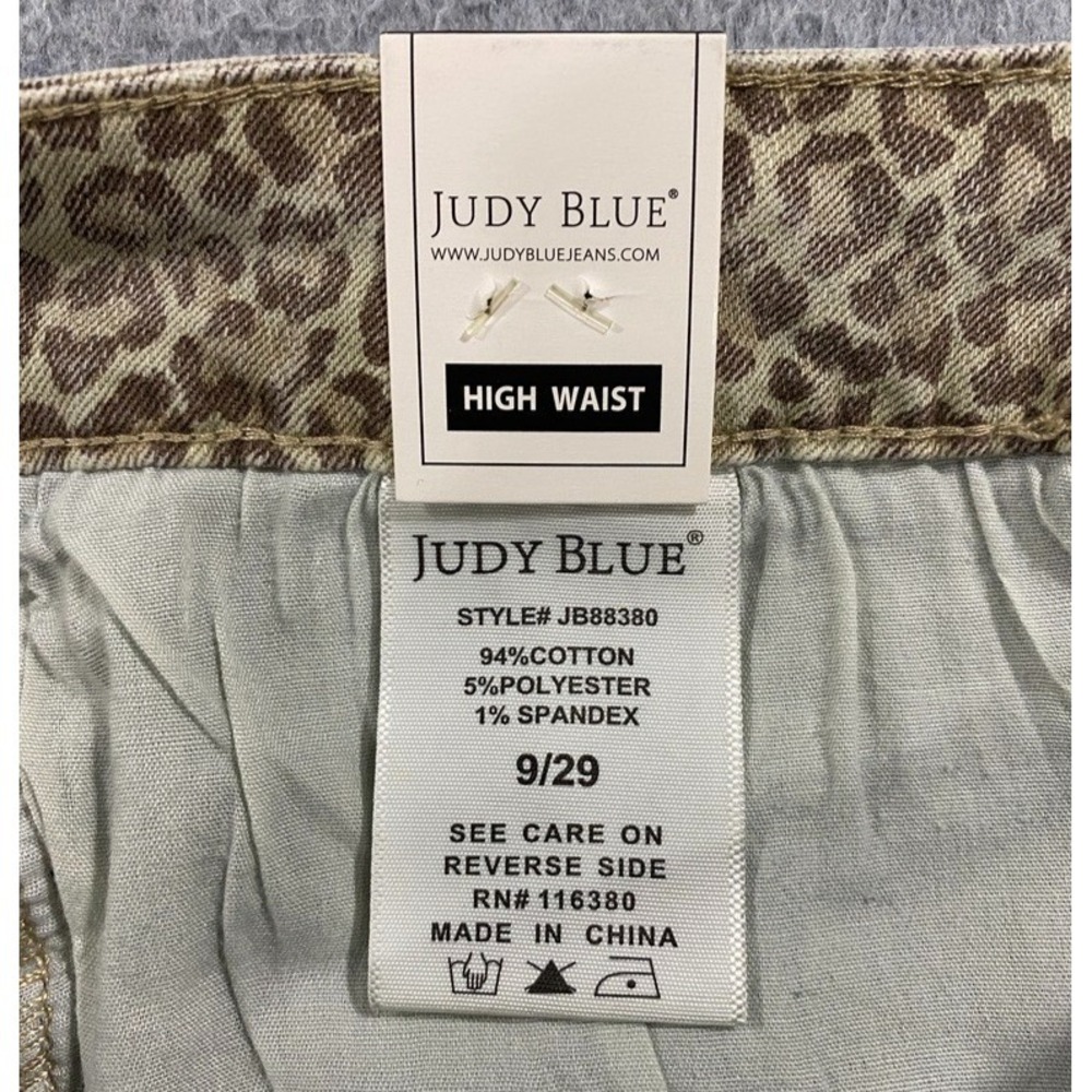 Judy Blue Slim Fit‎ Jeans Women's Size 9/29 Blue Cheetah Camo High Rise Med Wash - Picture 11 of 14